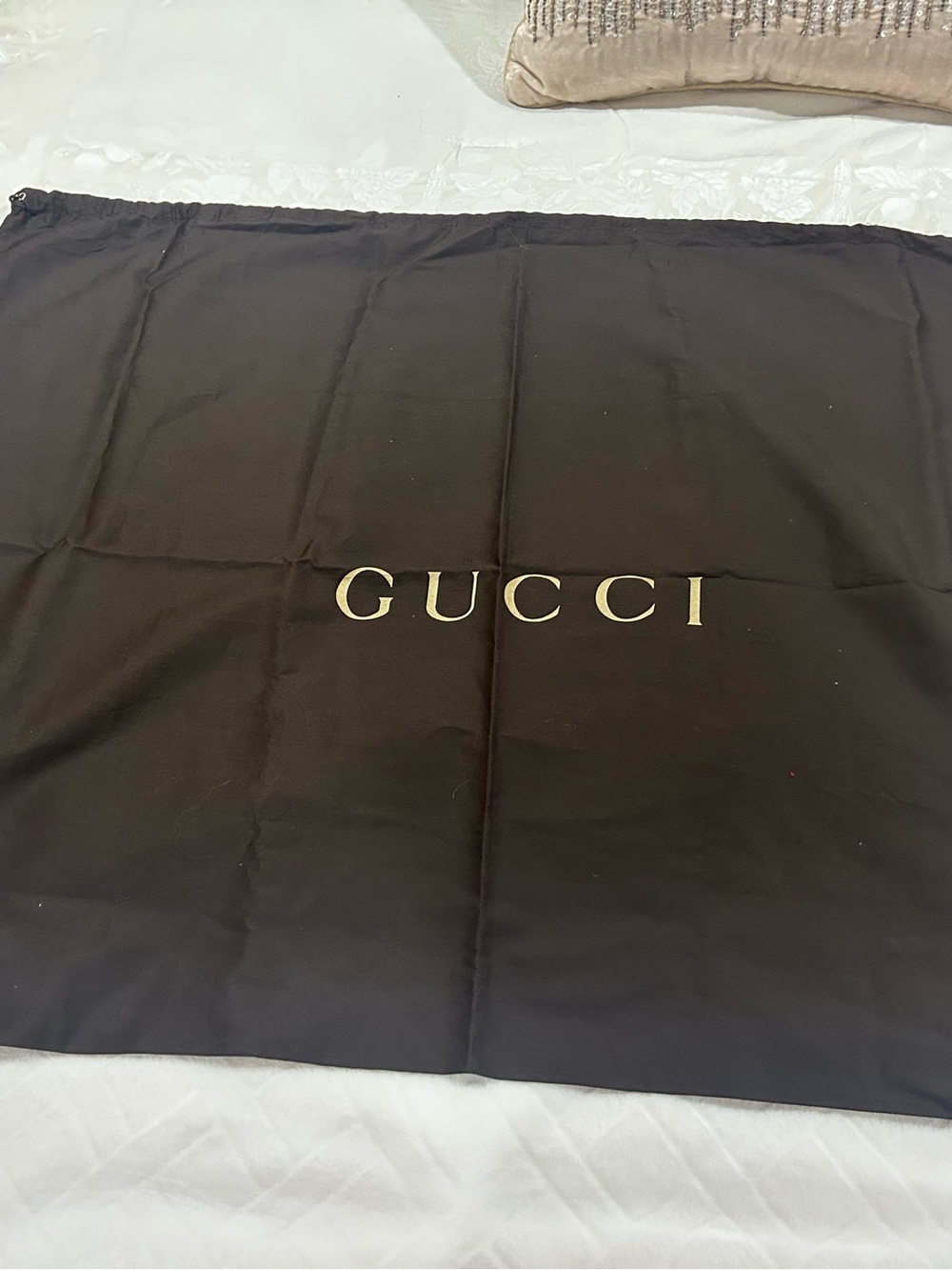 Gucci Drawstring Jumbo Dust Bag with Gold Logo - Rare Size! Brand New! 34W x 27H